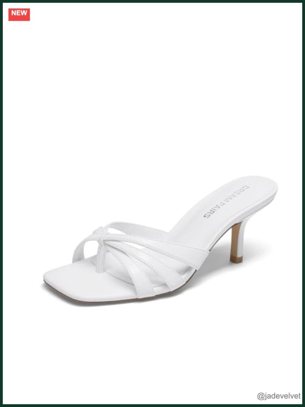 Faux Leather Square Open Toe Flip Flops Strappy Kitten Heels Sandals Cushioned
